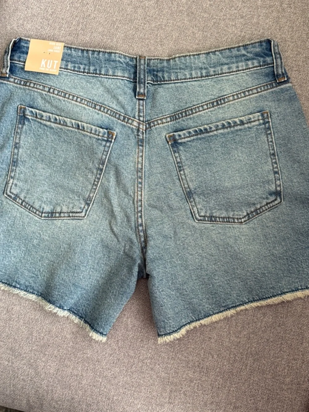 Kut from the Kloth Jane High Rise Long Denim Cutoff Shorts